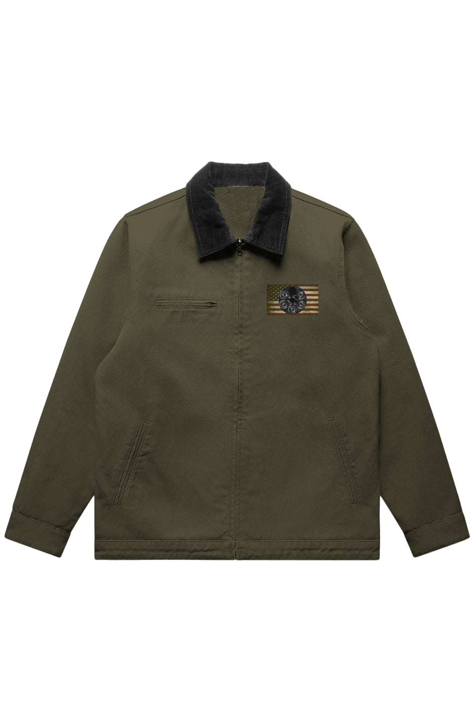 Canvas Cord Collar Jacket-Cylinder flag