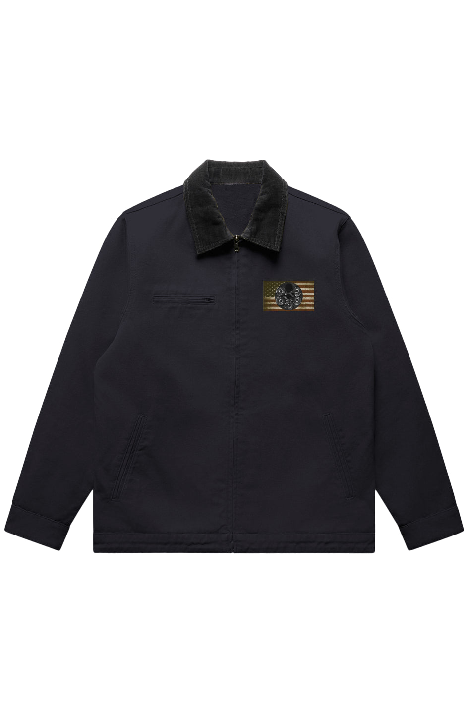Canvas Cord Collar Jacket-Cylinder flag