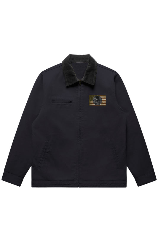 Canvas Cord Collar Jacket-Cylinder flag